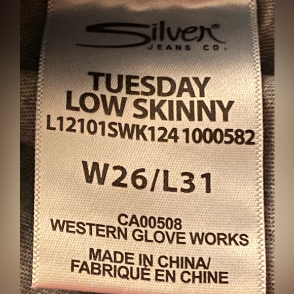 Silver Jeans Tuesday Low Skinny Joga Jeans Lighter Blue Wash Size W26 L31 - Picture 15 of 16
